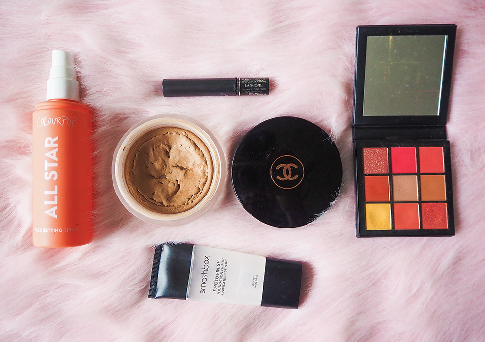 Makeup products flatlay image