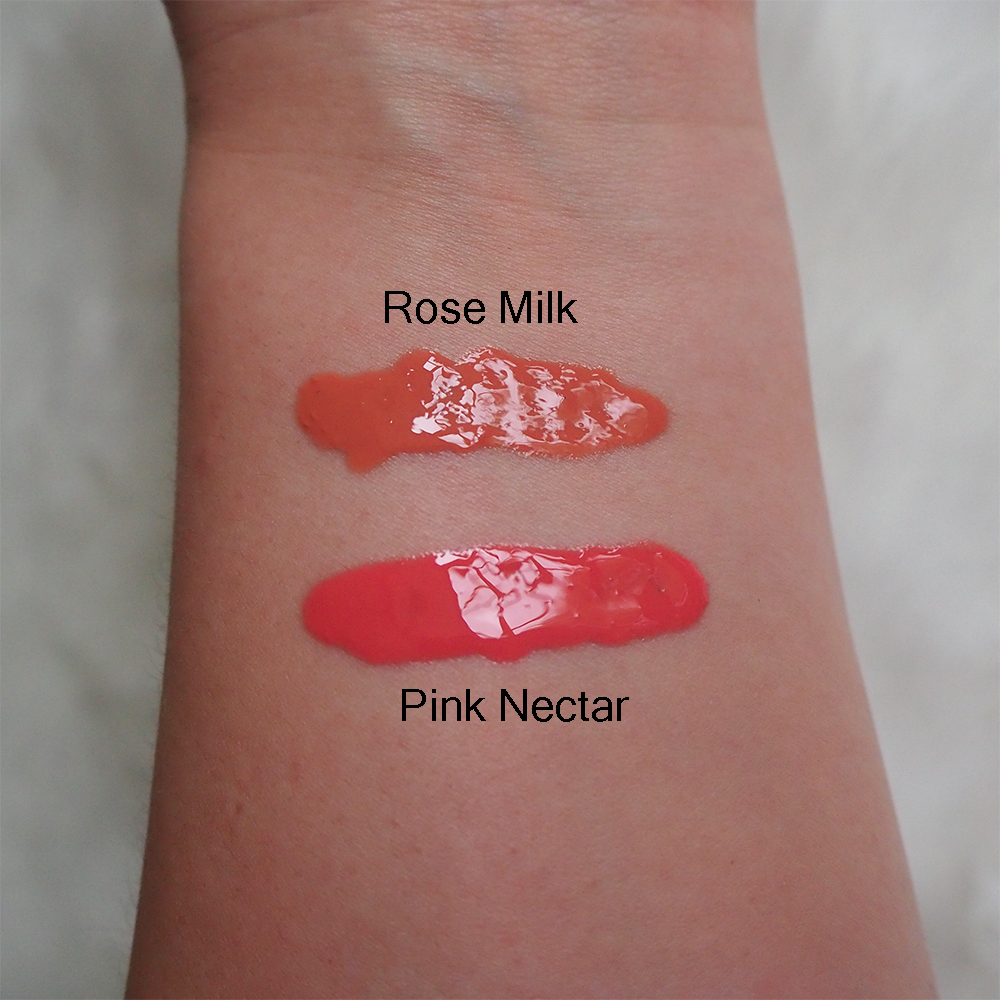 EM Cosmetics Color Drops Serum Blush swatches for Pink Nectar and Rose Milk image