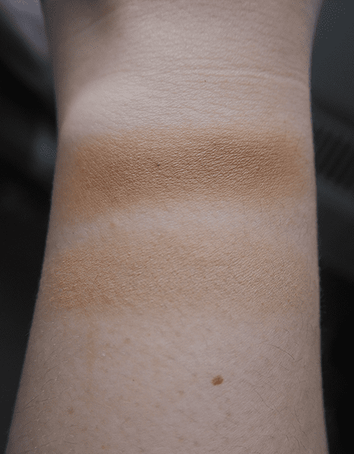 Benefit Hoola bronzer and peripera INK V Shading swatches