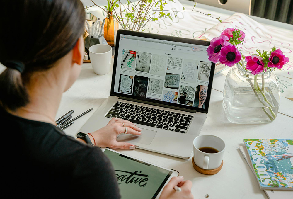 Lady using laptop image
