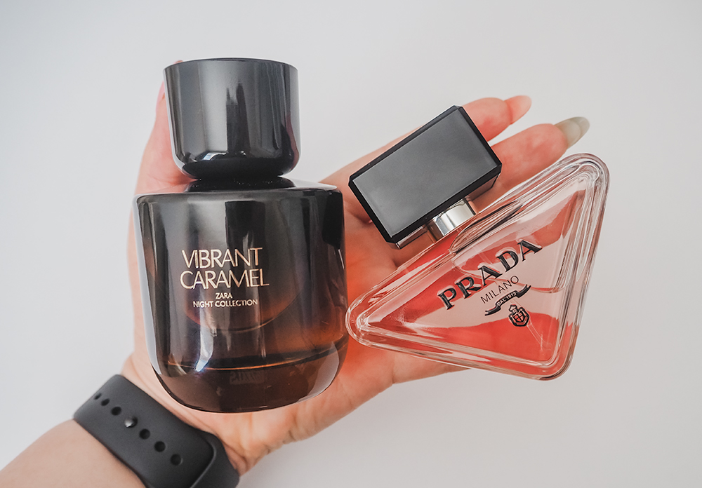 Zara Vibrant Caramel vs Prada Paradoxe perfume image